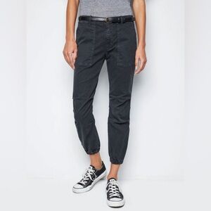 NILI LOTAN Carbon Black Cropped French Military Cotton Twill Zipper Ankle Pant 8